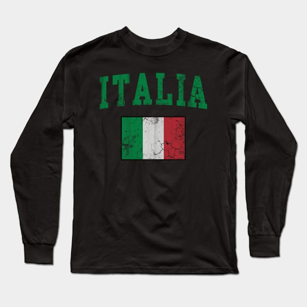 Vintage Italia Flag Italy Italian Italiano Long Sleeve T-Shirt by E